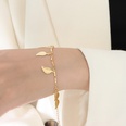 simple titanium steel plated 18k gold small leaf bracelet wholesalepicture13