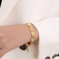 fashion titanium steel plated 18k gold tshaped small flower round white sea shell braceletpicture16