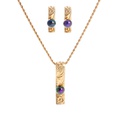 Fashion style color inlaid pearl necklace earrings set wholesalepicture14