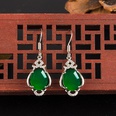 Retro ethnic green chalcedony earrings female microinlaid zircon long green agate copper earringspicture15