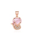Korean version of micro diamond fox pendant cute hibiscus stone fox necklace simple clavicle chain necklacepicture12