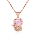Korean version of micro diamond fox pendant cute hibiscus stone fox necklace simple clavicle chain necklacepicture14