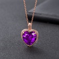 Korean fashion heartshaped amethyst pendant full diamond love heart pendant necklace simple jewelrypicture14