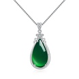 Ethnic style five petals green chalcedony pendant retro flower zircon dropshaped green agate necklace jewelrypicture15