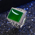 Retro ethnic green agate green chalcedony gemstone hollow ring simple fashion jewelrypicture12