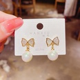 Fashion pearl pendant earrings fashion temperament bow copper earrings wholesalepicture12