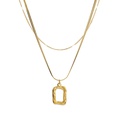 small square pendant double layered necklace titanium steel clavicle chain necklacepicture12