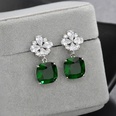 Korean earrings zircon inlaid flower earrings large square pendant earringspicture17