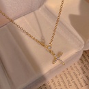 Titanium steel diamond clavicle chain Korean niche simple cross necklace femalepicture8