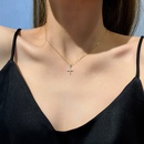 Titanium steel diamond clavicle chain Korean niche simple cross necklace femalepicture9