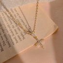 Titanium steel diamond clavicle chain Korean niche simple cross necklace femalepicture11