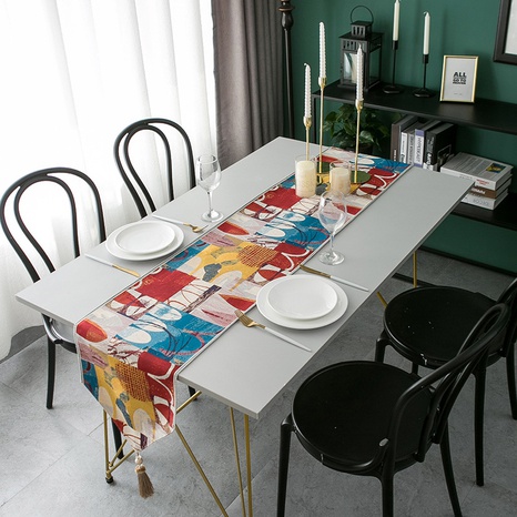 Chemin de table bohème en jacquard de couleur teint en fil de style européen NHFMJ480063's discount tags