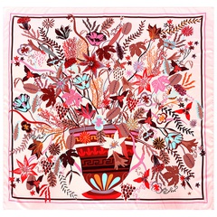 new silk scarf 130cm twill large square scarf oil painting flower print holiday shawl scarf
