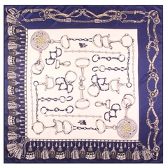 New hand-curled silk scarf twill silk square scarf chain tassel printing scarf shawl