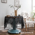 retro knitted hollow round tablecloth beige tassel crochet table mat finished tableclothpicture46