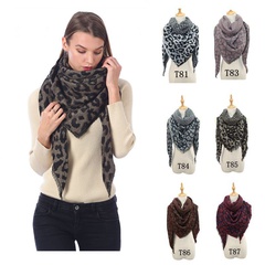 autumn and wintercashmere scarf leopard print women's triangle scarf warm shawl