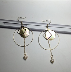 Geometric Square Round Long Pearl Pendent Alloy Earrings
