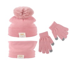 bébé chapeaux de laine chauds chapeaux tricotés gants à bavette costume trois pièces