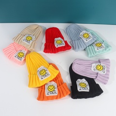 Fashion Children's Hat English Smiley Labeled Knitted Hat Woolen Hat