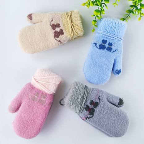 gants pour enfants mignons lanière de chat gants en laine résistants au froid chaleur gants tricotés épais NHJIA480793's discount tags