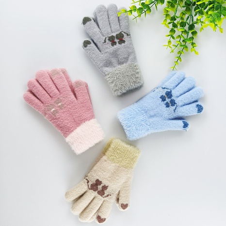 Los nuevos guantes rizados para niños de invierno calientan los guantes de tejer a prueba de frío de cinco dedos NHJIA480796's discount tags