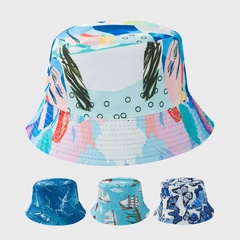 wholesale fisherman hat personality blue series wild sun visor hat flat top double-sided can wear basin hat