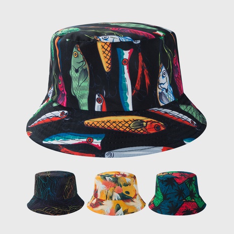 nuevo sombrero de pescador personalidad simple y colorido salvaje parte superior plana de doble cara puede usar sombrero de lavabo NHHAO480835's discount tags