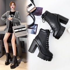 New style women's boots thick heel high-heeled water platform strap Martin boots ankle boots