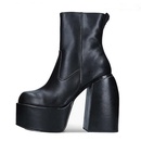 Fashion plus size round toe short boots women thick heel thicksoled Martin bootspicture13