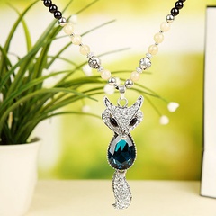 Chaîne de chandail de collier de long collier de pendentif de renard clouté de diamant de mode coréenne