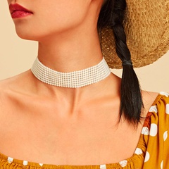 Nuevos accesorios femeninos europeos americanos collar de perlas geométricas collar ancho simple