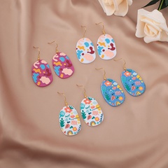 new fashion retro earrings acrylic embossed printing earrings jewelry wholesale