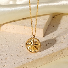 European and American necklace stainless steel eight-pointed star coin pendant necklace jewelry