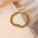fashion jewelry 18K gold stainless steel double D thick Cuban chain stainless steel braceletpicture8