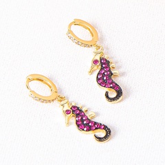 diamond-studded oil dripping hippocampus earrings wholesale jewelry