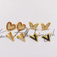 butterfly heart letter V fashion earrings simple new earrings