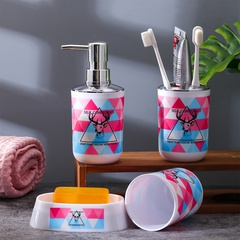 Printing 350ML bathroom kit lotion bottles toothbrush holder mouthwash cup soap dish set