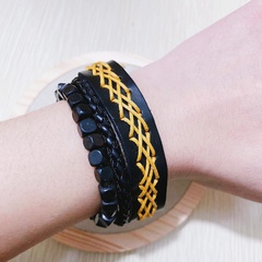 European and American retro punk multi-layer beaded hand-woven adjustable bracelet