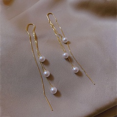 Retro and elegant long pearl tassel earring wholesale