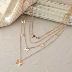 European and American retro butterfly necklace creative gold love butterfly four-layer necklace