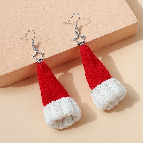 Christmas series all-match creative knitted Christmas hat earrings's discount tags