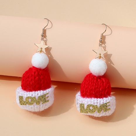 Christmas series creative wild little star Christmas hat earrings's discount tags