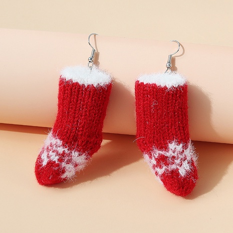 Christmas series of creative explosive popular Christmas stocking earrings's discount tags