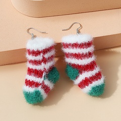 Pendientes de calcetín navideños frescos pequeños de moda creativa de la serie navideña