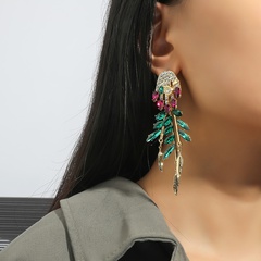 retro style exaggerated thin tassel earrings simple creative diamond leaf earrings