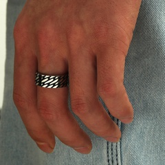 Men's retro titanium steel twill ring wholesale