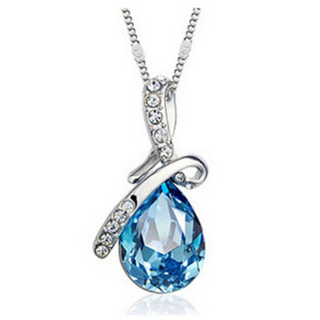 Cross-border angel tears clavicle chain single zircon blue pendant necklace NHPF481700's discount tags