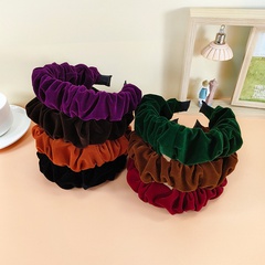 2021 autumn and winter new fabric fold headband simple wide-brimmed flannel hairband