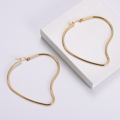 stainless steel plating 18k gold curve design hoop earrings