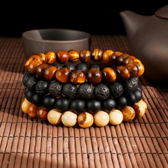 retro black agate tiger eye yoga energy turquoise beaded bracelet wholesale